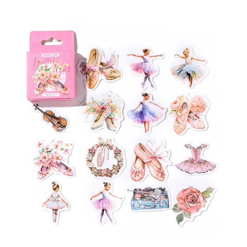 Cajita de stickers ballet girl-46 pzas