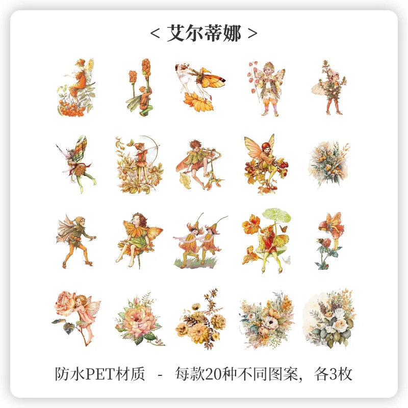 Box stickers flowers vintage-60 pzas