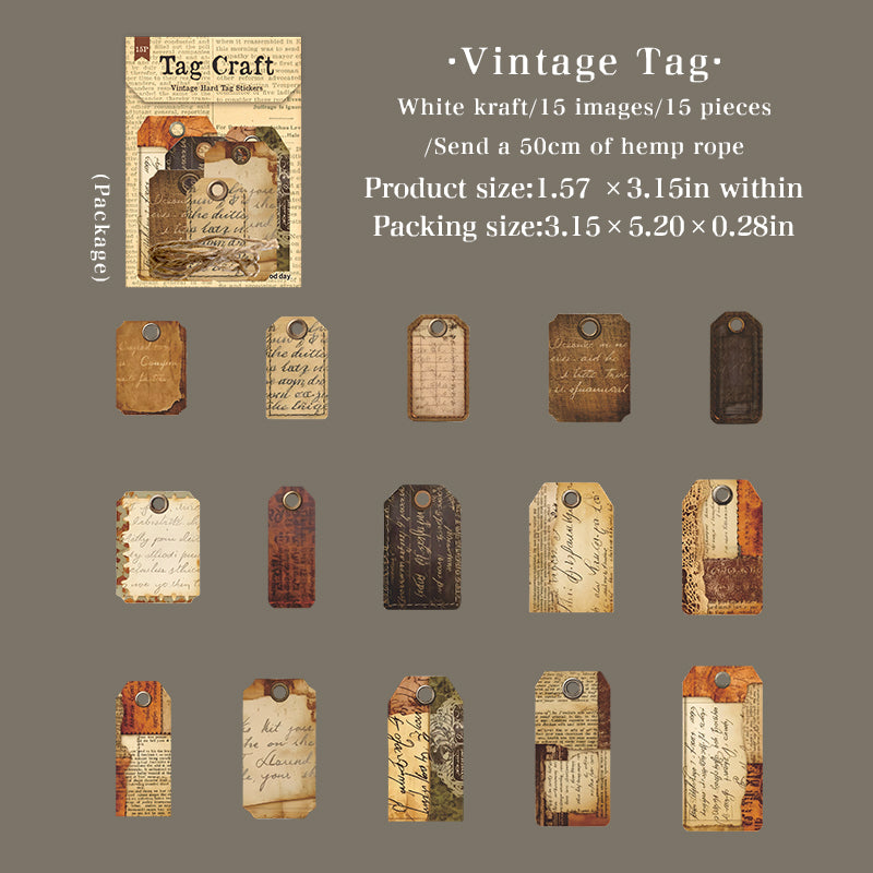 Stickers tag vintage-15 pzas