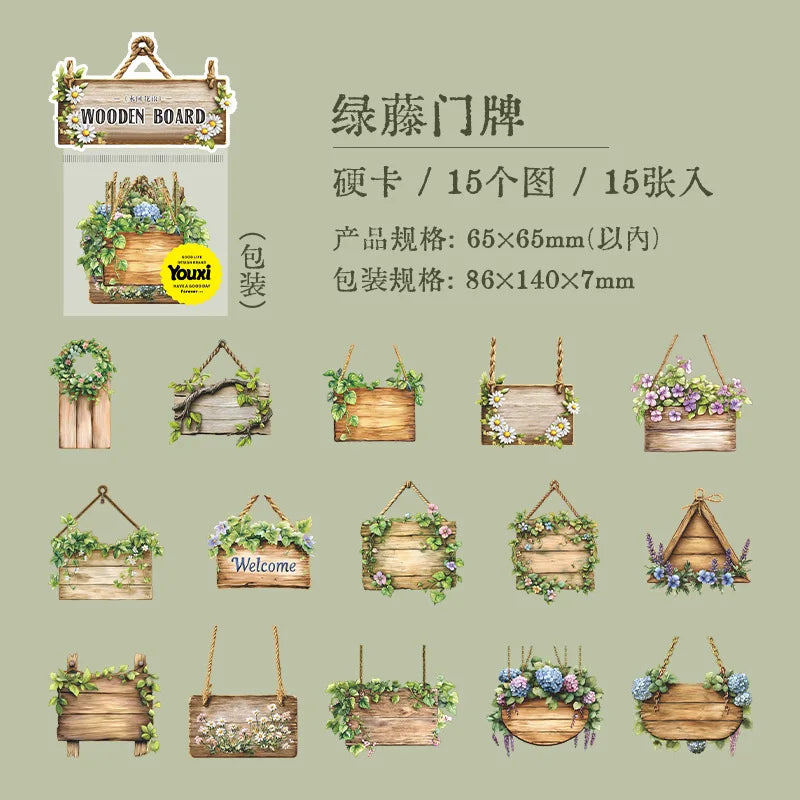 Stickers cartonaje wooden board-15 pzas