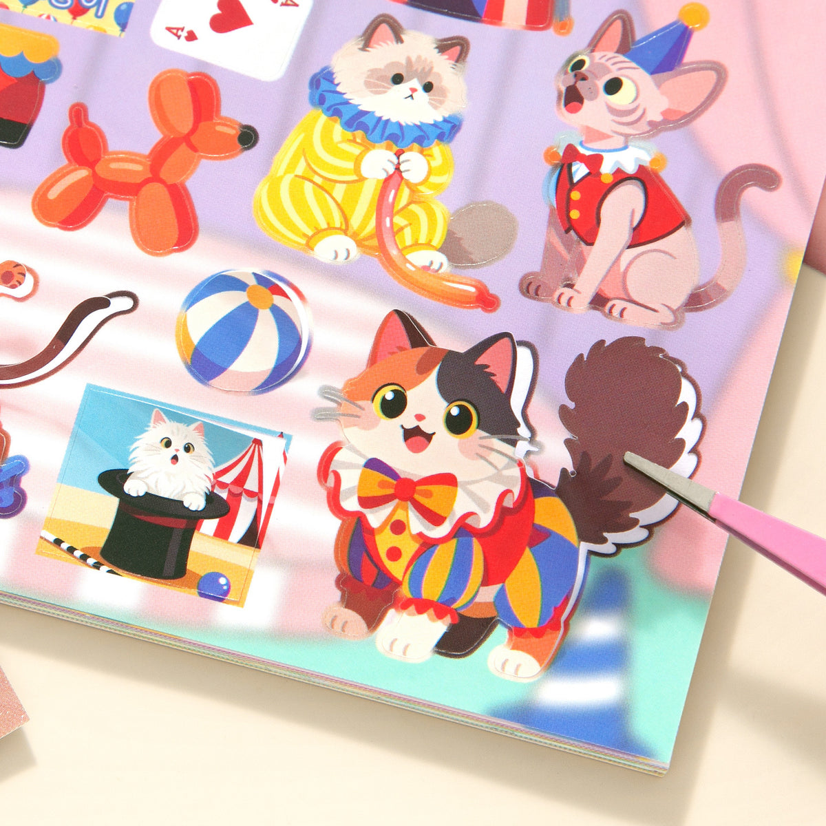 Block de stickers gato rosa azul-30 pzas