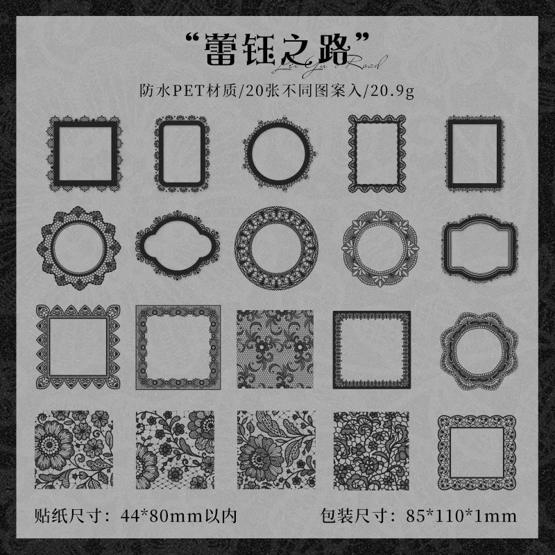 Stickers black lace-20 pzas
