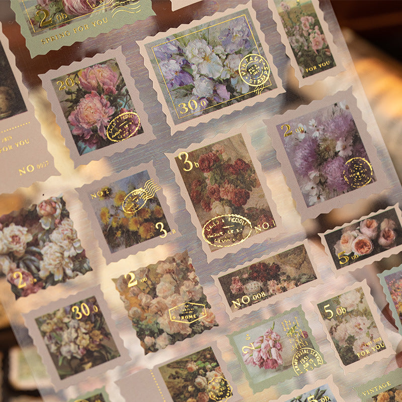 Stickers estampillas con foil dorado