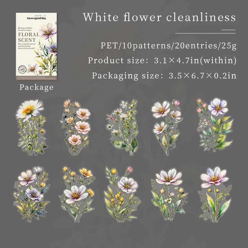Stickers pet flores grandes-20 pzas
