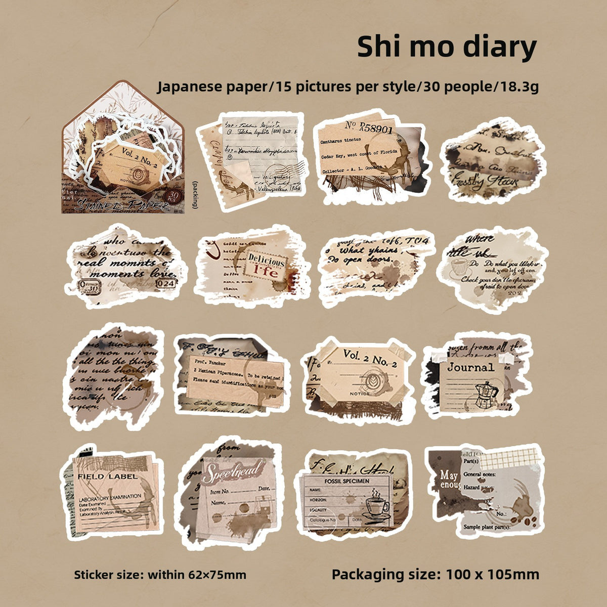 Stickers stained paper-30 pzas
