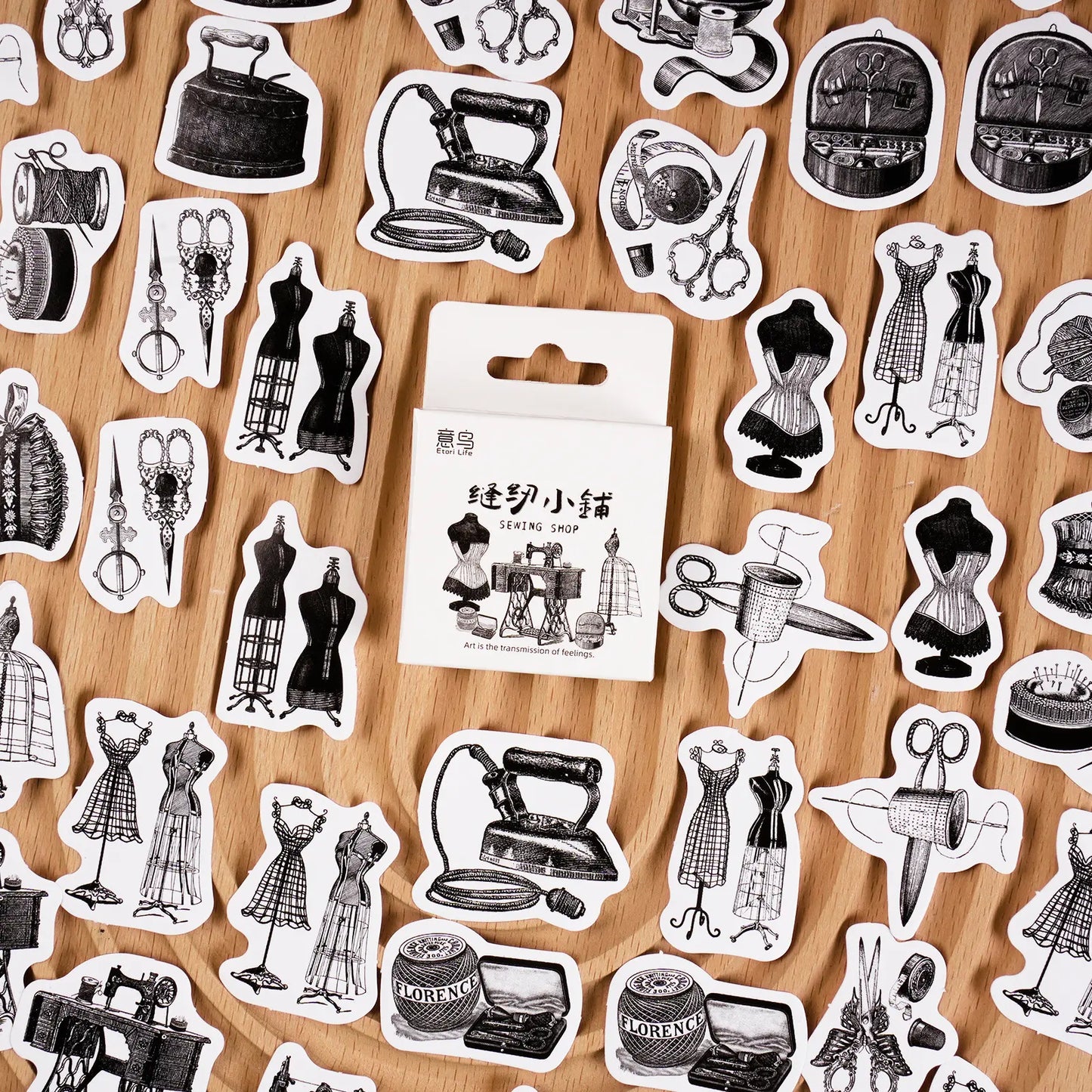 Cajita de stickers costura-46 pzas