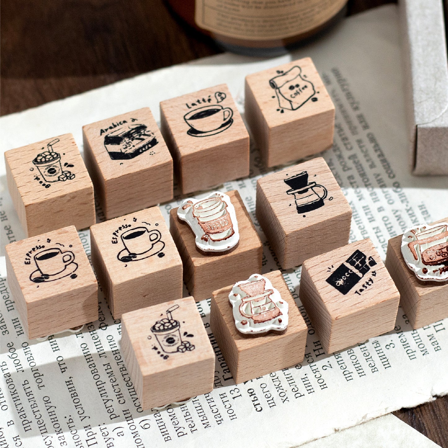 Sellitos de madera Ribber Stamp-9 pzas