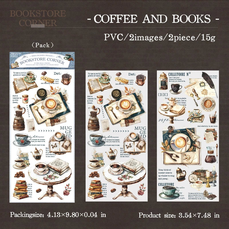 Stickers transfer bookstore corner-2 pzas