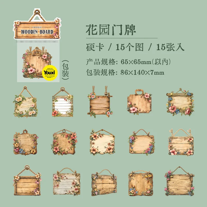 Stickers cartonaje wooden board-15 pzas