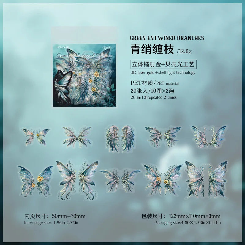 Stickers mariposas holograficas-20 pzas