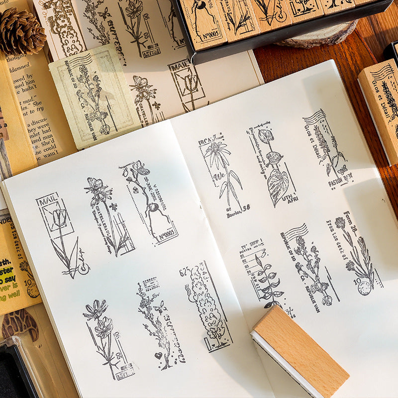 Sellos de madera blossom rubbing-6 pzas