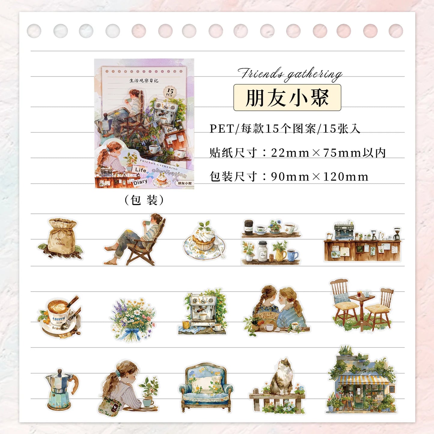 Stickers life diary-15 pzas