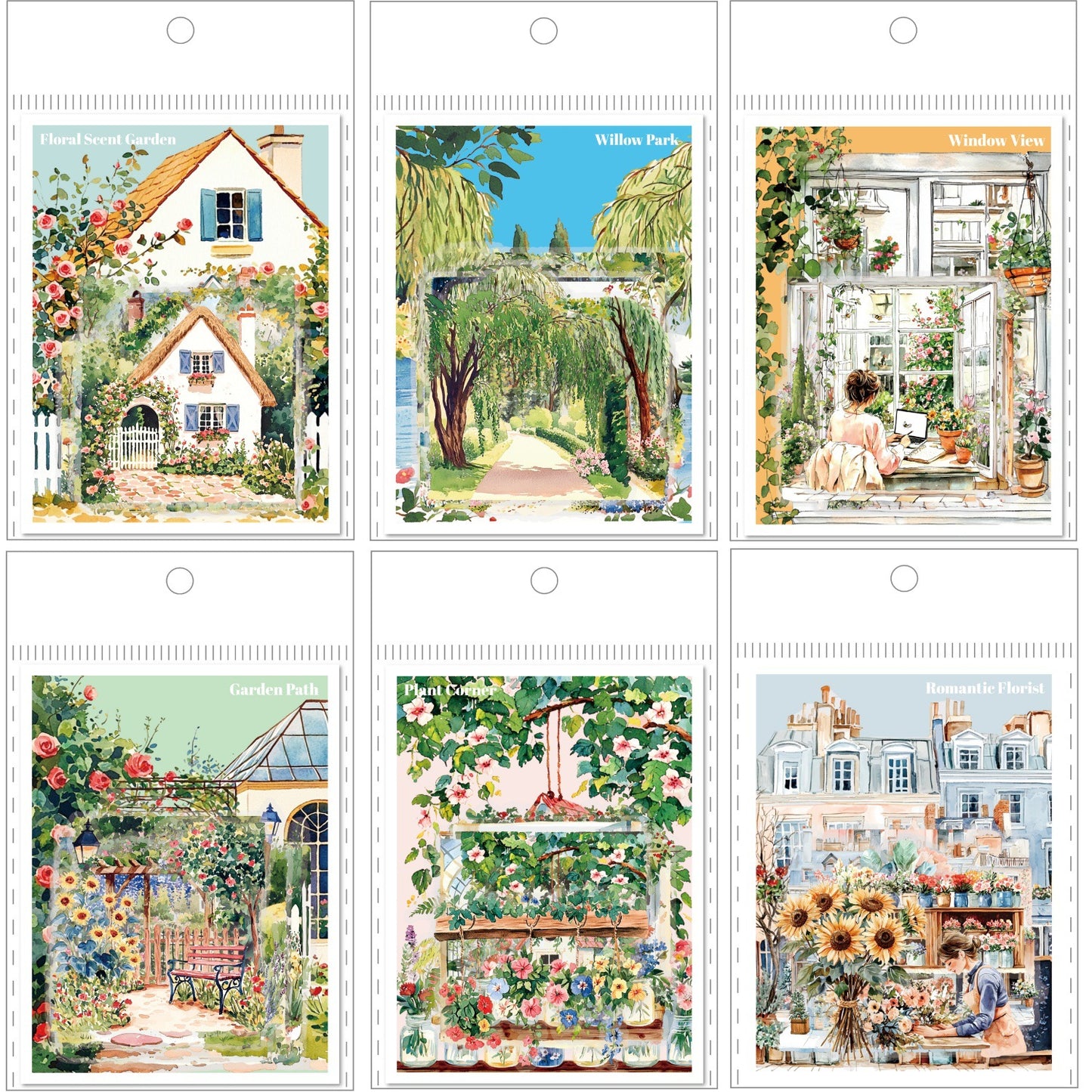 Stickers small town flower-30 pzas