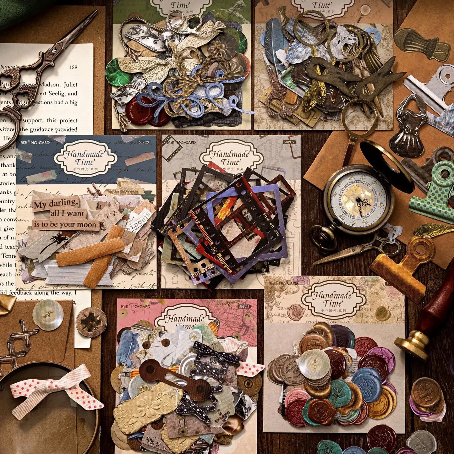 Stickers handmade time series vintage-50 pzas