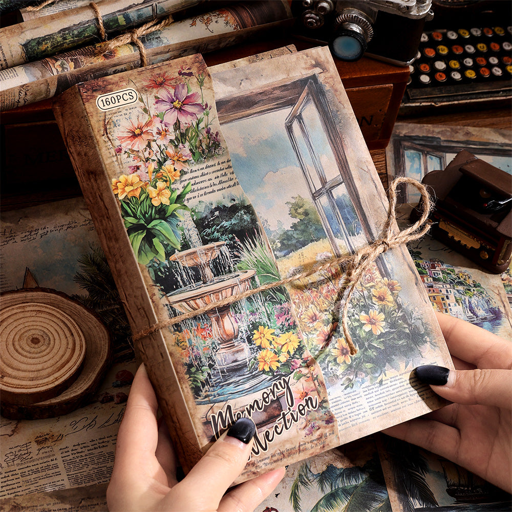 Set de papeles A5 jardines vintage-160 pzas
