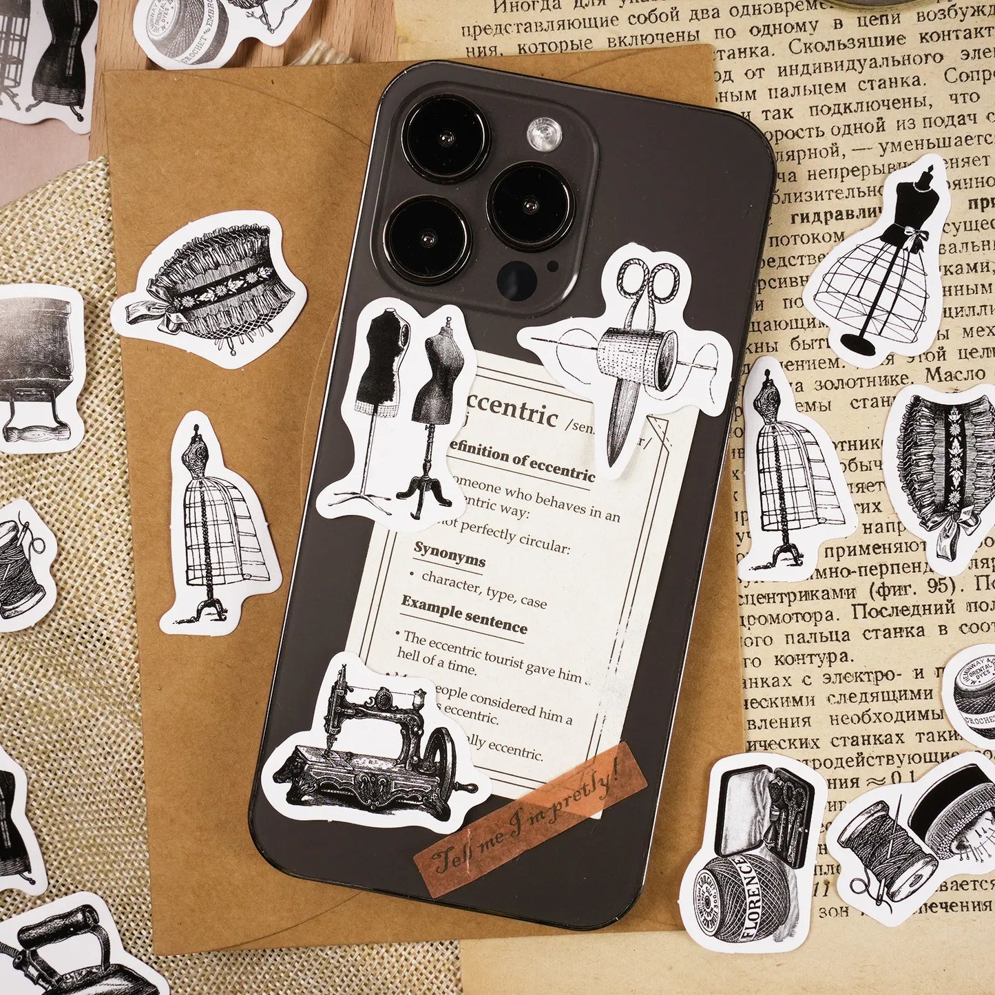 Cajita de stickers costura-46 pzas