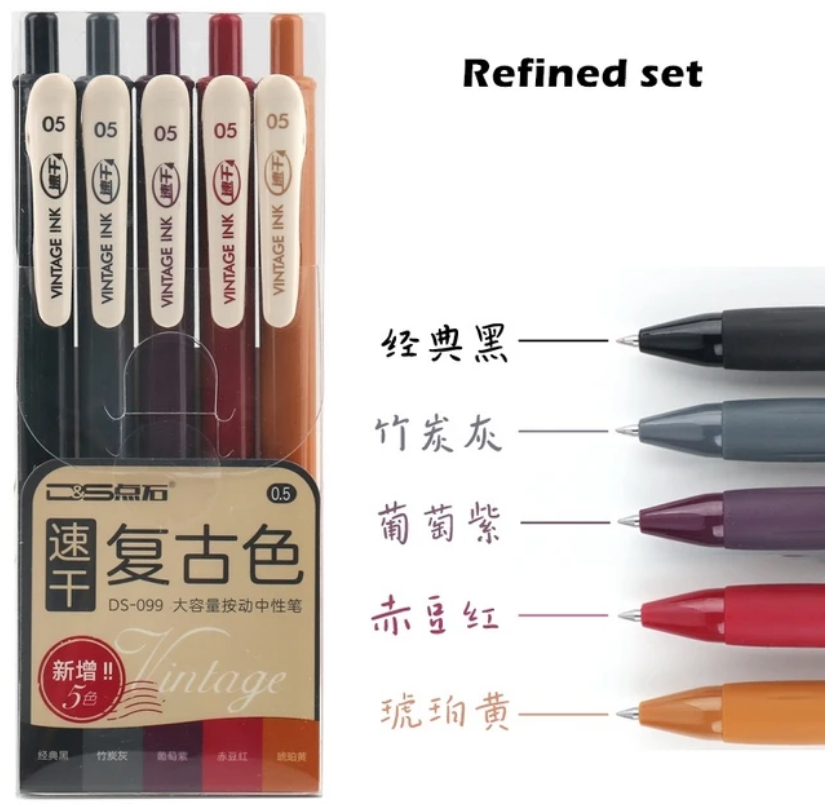 Set de 5 lapiceros tinta gel 0.5mm