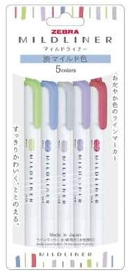 Resaltadores Zebra Mildliner-5 piezas