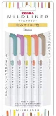 Resaltadores Zebra Mildliner-5 piezas