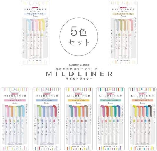 Resaltadores Zebra Mildliner-5 piezas