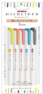 Resaltadores Zebra Mildliner-5 piezas
