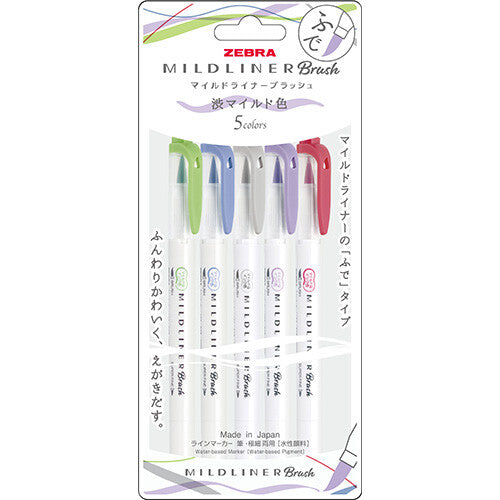 Brush pens Zebra Mildliner-5 piezas