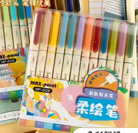 Set de plumones punta pincel (brush pens)-12 pzas
