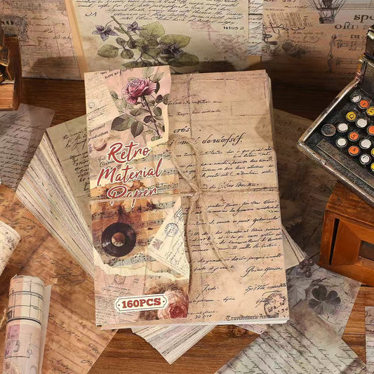 Set de papeles A5 escrituras vintage-160 pzas