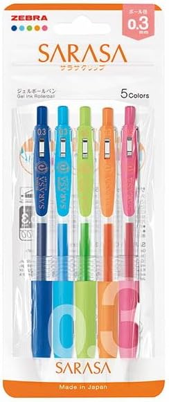 Set de lapiceros Sarasa Clip 0.3 mm-5 pzas