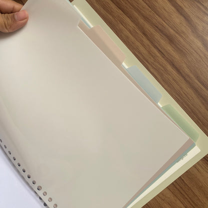 Cuaderno infinito "transparente" A5 8 anillas-50 hojas rayadas+4 separadores