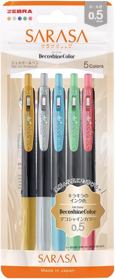 Set de lapiceros Sarasa Clip in Deco Shine 0.5 mm-5 pzas