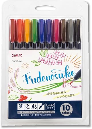 Set tombow fudenosuke punta pincel duro-10 pzas