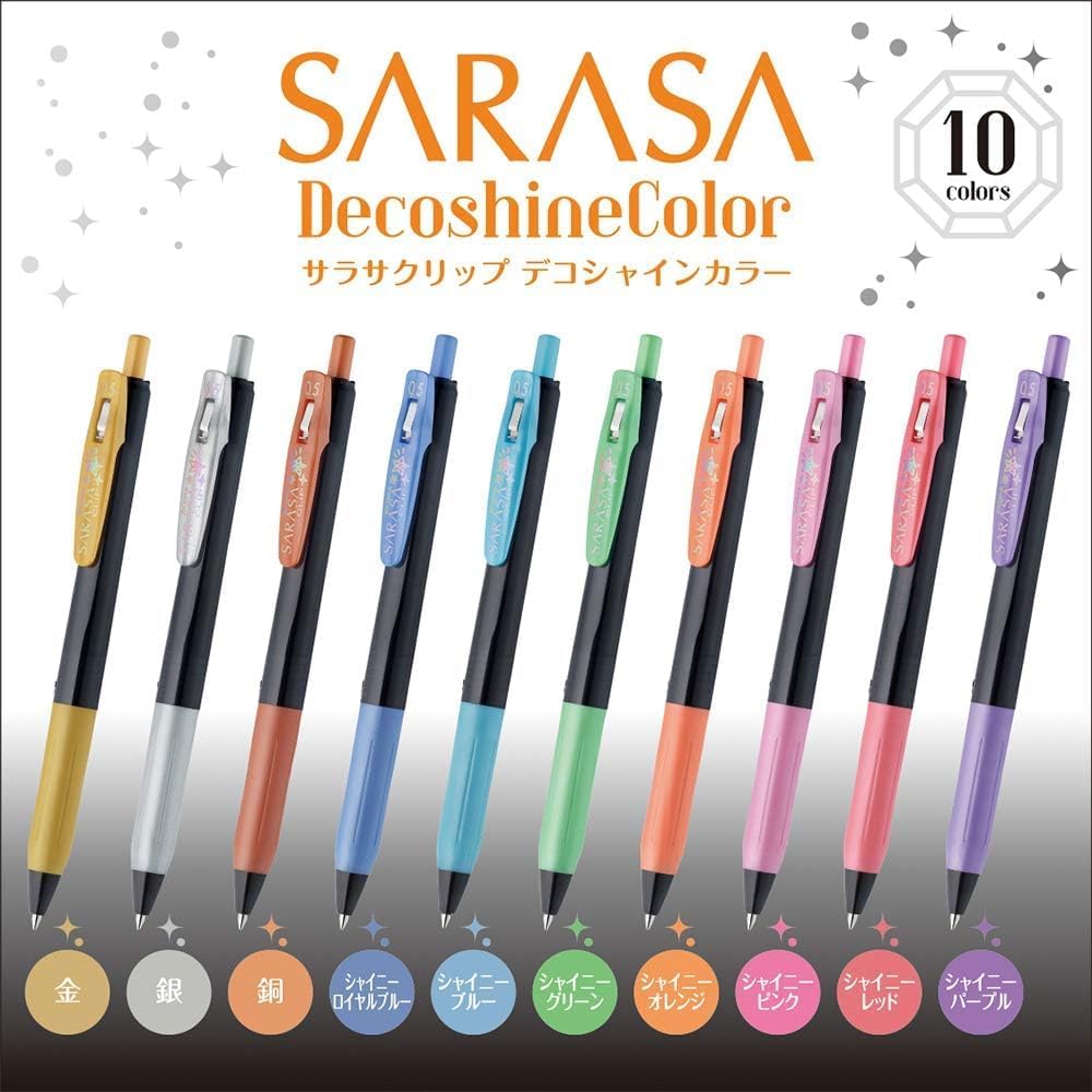 Set de lapiceros Sarasa Clip in Decoshine 0.5 mm-10 pzas