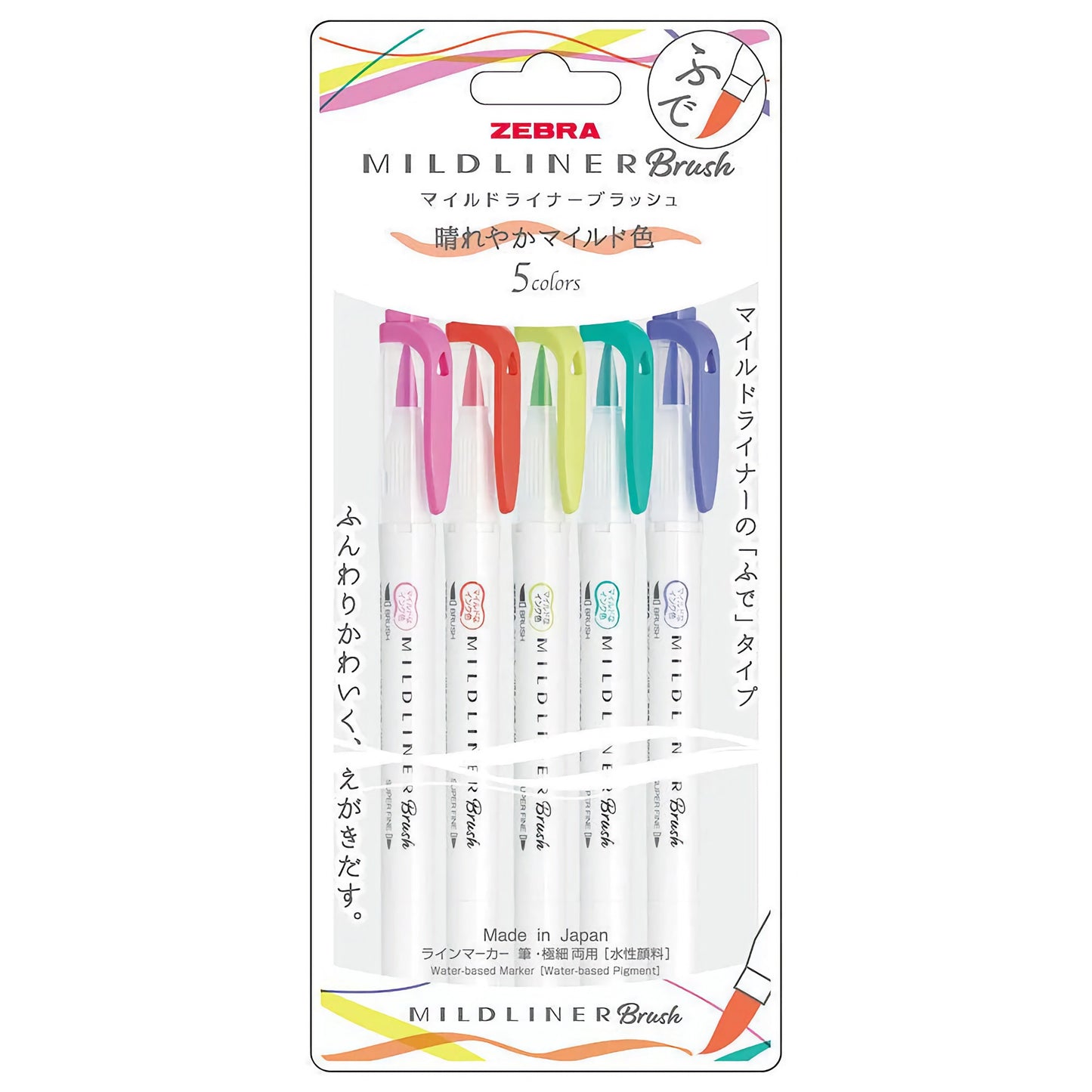 Brush pens Zebra Mildliner-5 piezas