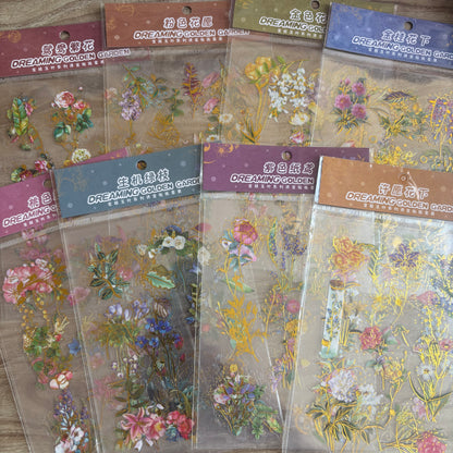 Flores con foil dreaming golden-3 pzas