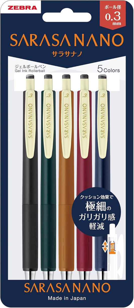 Set de lapiceros Sarasa Nano Vintage 0.3 mm-5 pzas