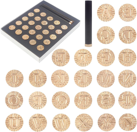 Set de 26 bronces alfabeto 1.2 cm + mango