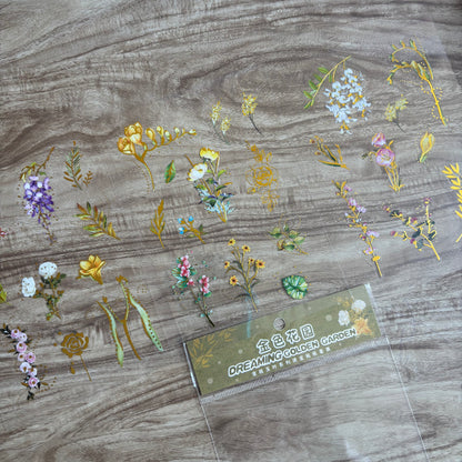 Flores con foil dreaming golden-3 pzas