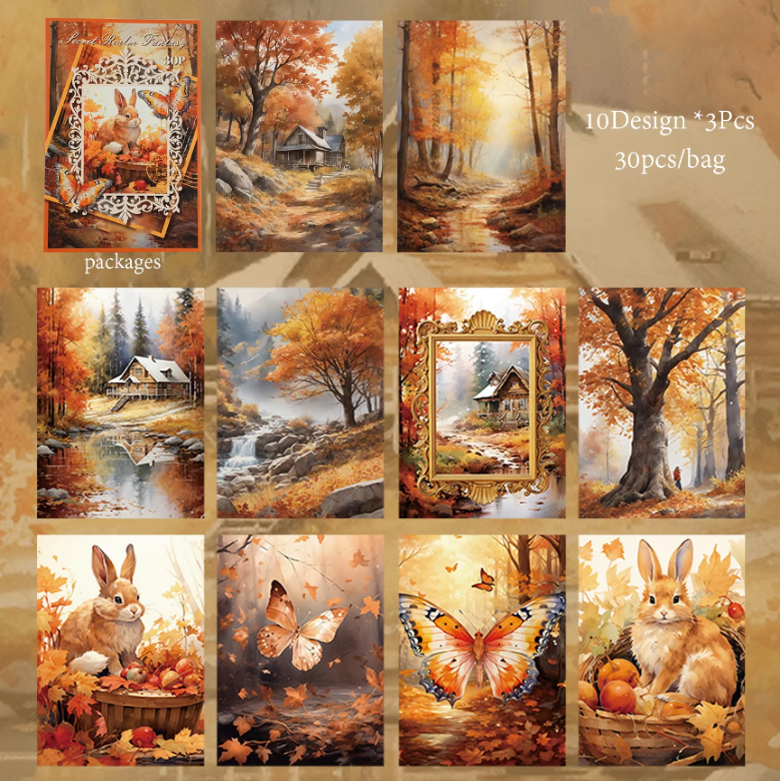 Papel decorativo retro forest house-30 pzas