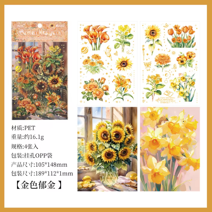 Stickers big flowers-4 pzas