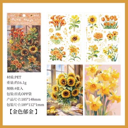 Stickers big flowers-4 pzas