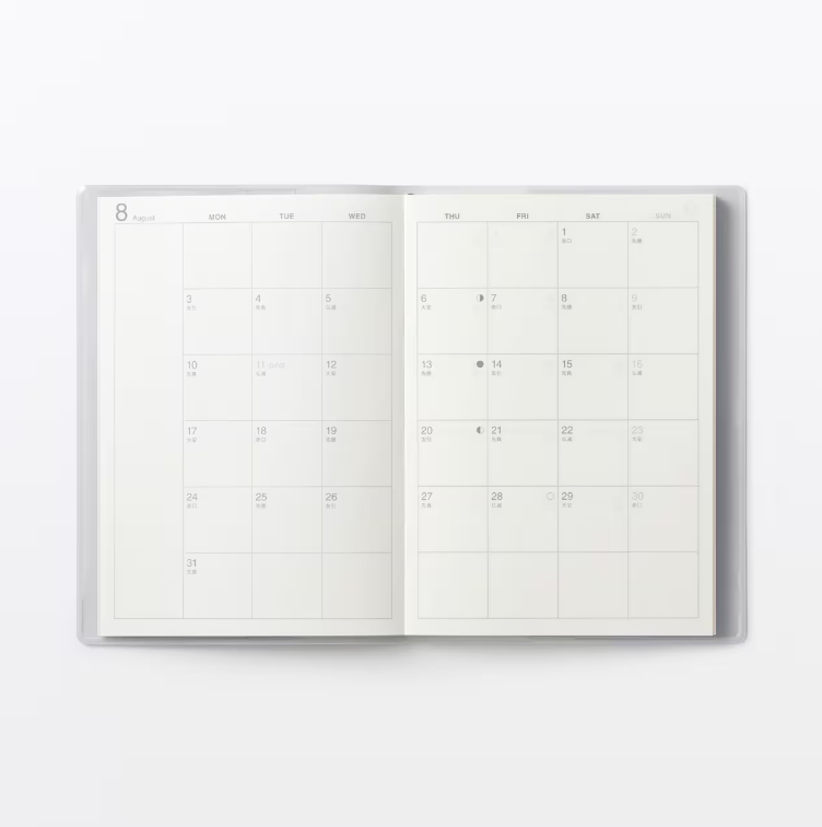 Planner Muji A6 Agost 26-Set 27-14 meses