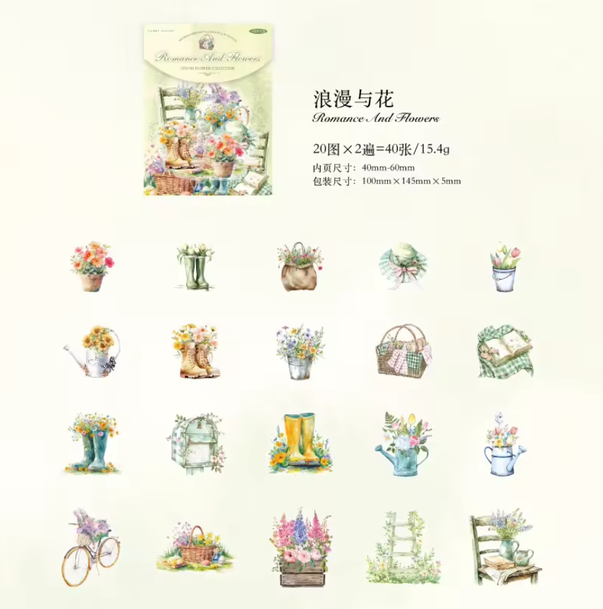 Stickers spring flower collection-40 pzas