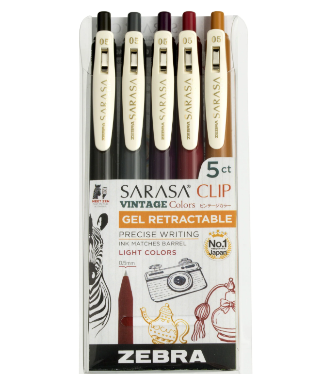 Set 2 Sarasa Clip Vintage-5 lapiceros