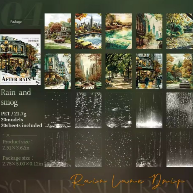 Librito de stickers after rain-20 pzas