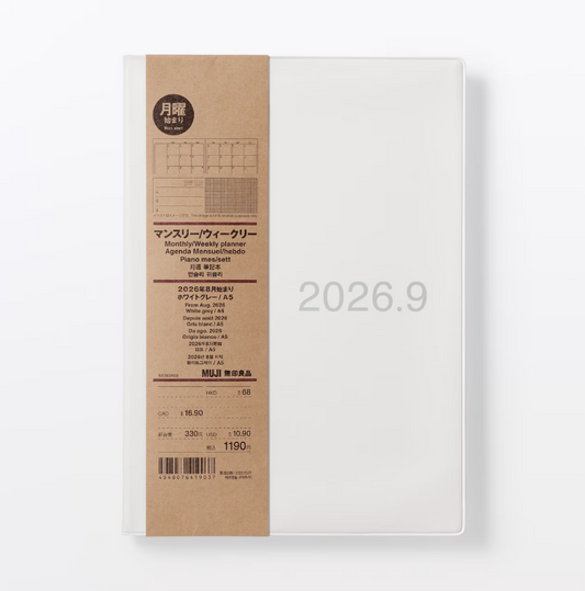 Planner Muji A5 Agost 26-Set 27-14 meses