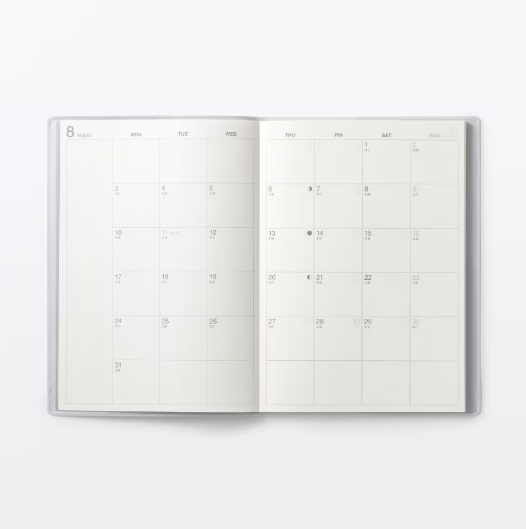 Planner Muji A5 Agost 26-Set 27-14 meses