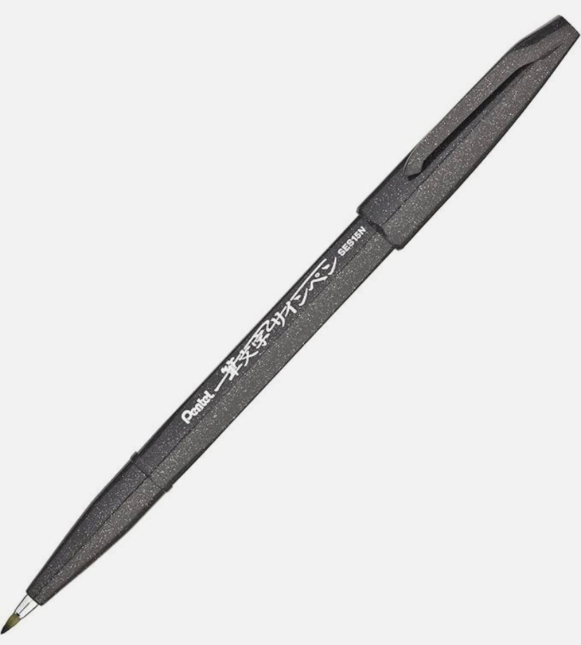 Pentel fudemoji sign pen negro ultra fino