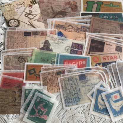 Stickers transparentes vintage-60 pzas