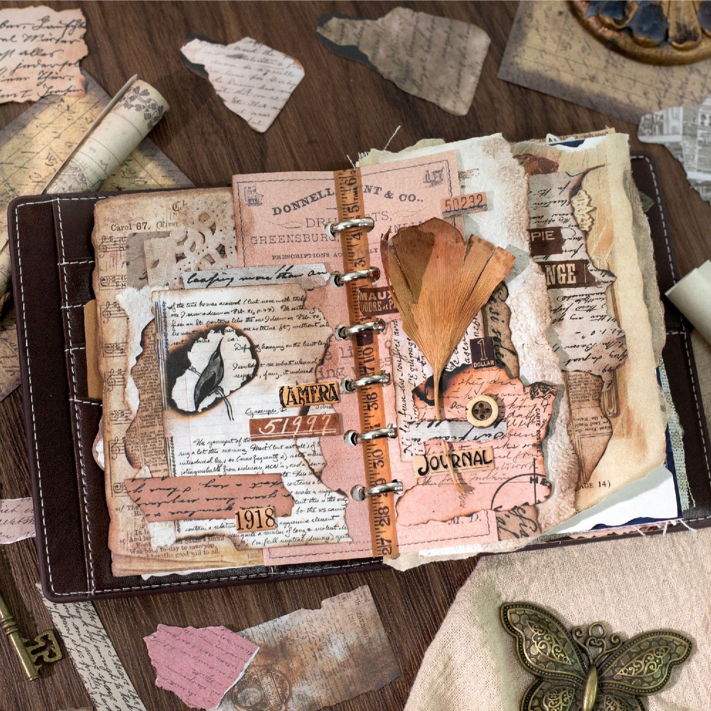 Sticker papeles rotos quemados-15 pzas